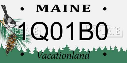 1Q01B0 Maine License Plate