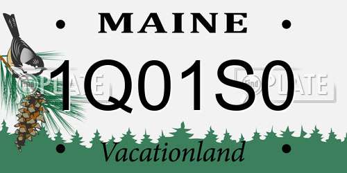 1Q01S0 Maine License Plate