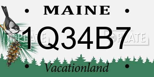 1Q34B7 Maine License Plate