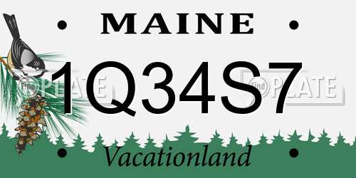 1Q34S7 Maine License Plate