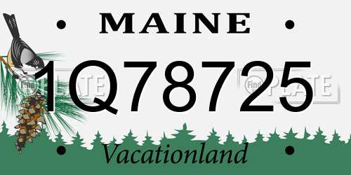1Q78725 Maine License Plate