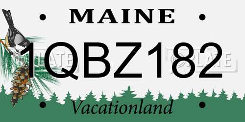 1QBZ182 Maine License Plate