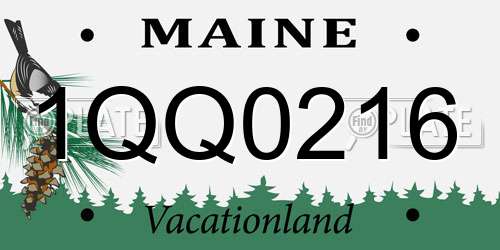 1QQ0216 Maine License Plate