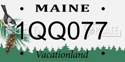 1QQ077 Maine License Plate