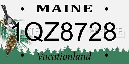 1QZ8728 Maine License Plate
