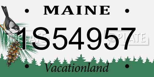 1S54957 Maine License Plate