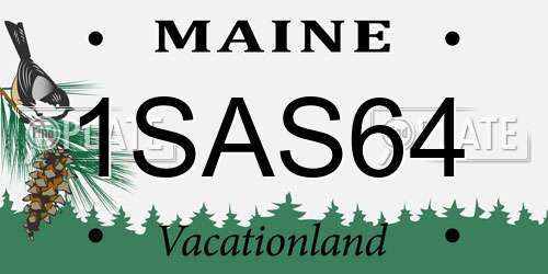 1SAS64 Maine License Plate