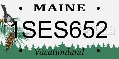 1SES652 Maine License Plate