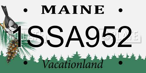 1SSA952 Maine License Plate