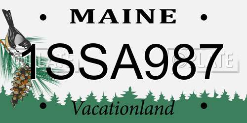 1SSA987 Maine License Plate