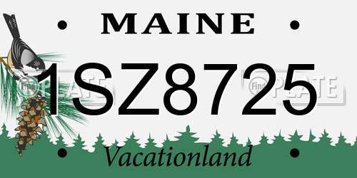 1SZ8725 Maine License Plate