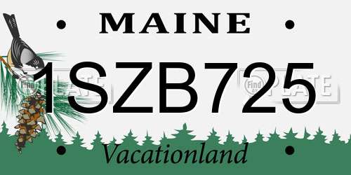 1SZB725 Maine License Plate