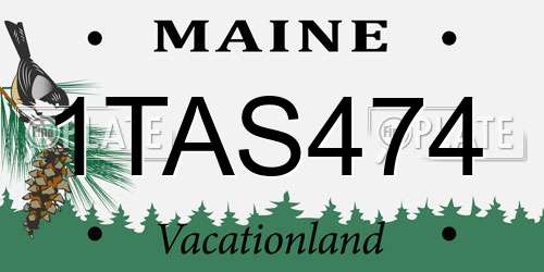 1TAS474 Maine License Plate
