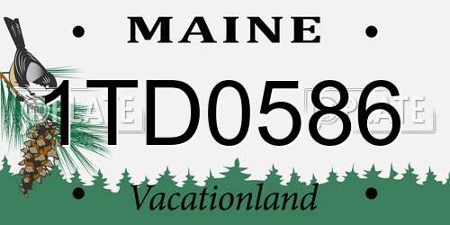 1TD0586 Maine License Plate