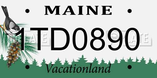 1TD0890 Maine License Plate