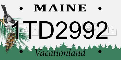 1TD2992 Maine License Plate