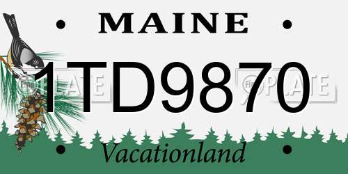 1TD9870 Maine License Plate