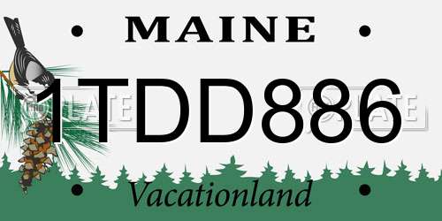 1TDD886 Maine License Plate