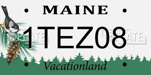 1TEZ08 Maine License Plate