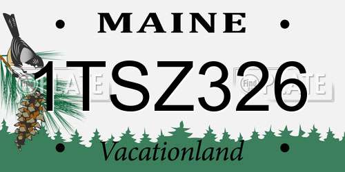1TSZ326 Maine License Plate