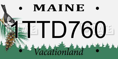 1TTD760 Maine License Plate