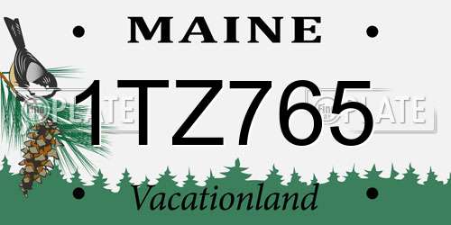1TZ765 Maine License Plate