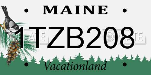 1TZB208 Maine License Plate