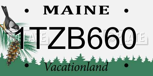 1TZB660 Maine License Plate