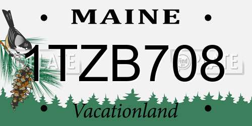 1TZB708 Maine License Plate