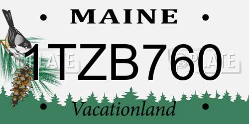 1TZB760 Maine License Plate