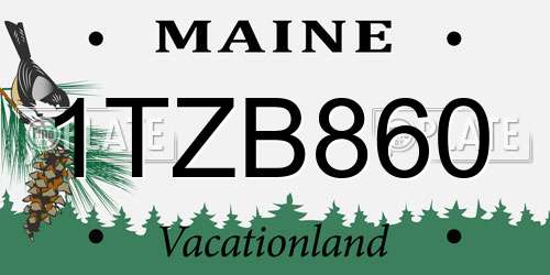 1TZB860 Maine License Plate
