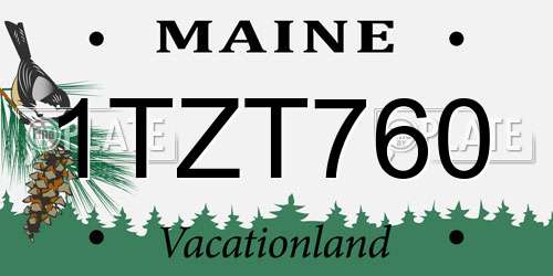 1TZT760 Maine License Plate