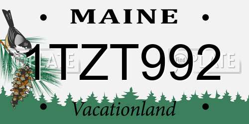 1TZT992 Maine License Plate