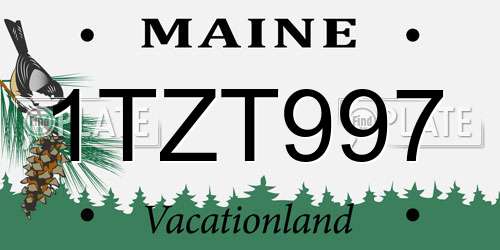 1TZT997 Maine License Plate