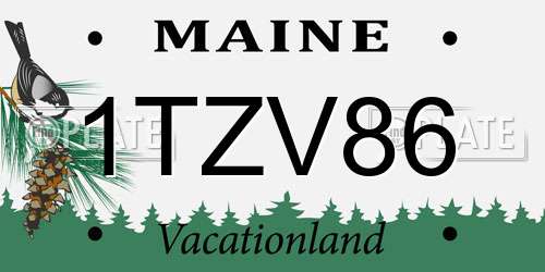1TZV86 Maine License Plate