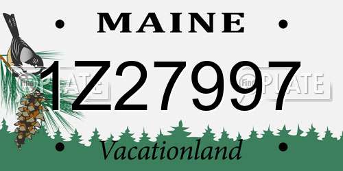 1Z27997 Maine License Plate