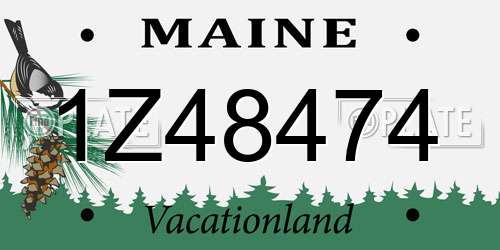 1Z48474 Maine License Plate