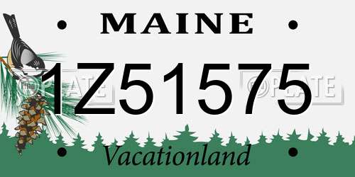 1Z51575 Maine License Plate