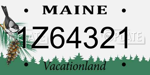 1Z64321 Maine License Plate