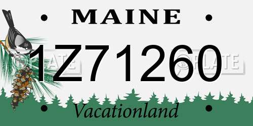 1Z71260 Maine License Plate