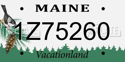 1Z75260 Maine License Plate