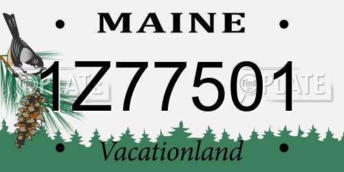 1Z77501 Maine License Plate