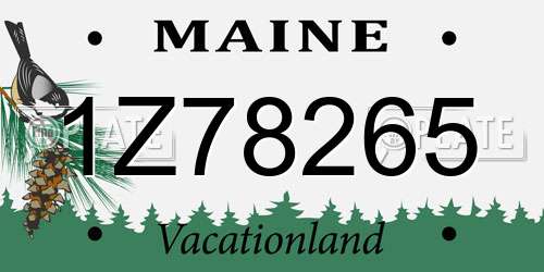 1Z78265 Maine License Plate