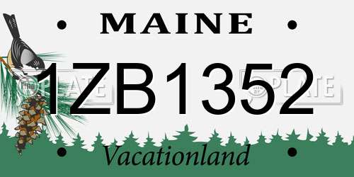 1ZB1352 Maine License Plate