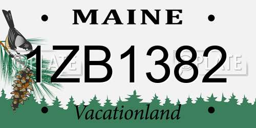1ZB1382 Maine License Plate