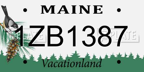 1ZB1387 Maine License Plate