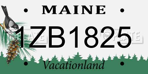 1ZB1825 Maine License Plate