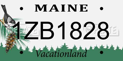 1ZB1828 Maine License Plate