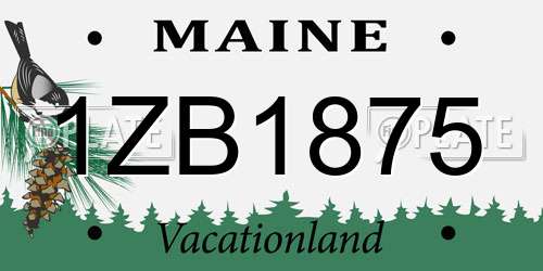 1ZB1875 Maine License Plate