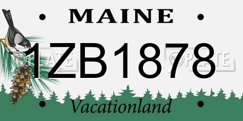 1ZB1878 Maine License Plate